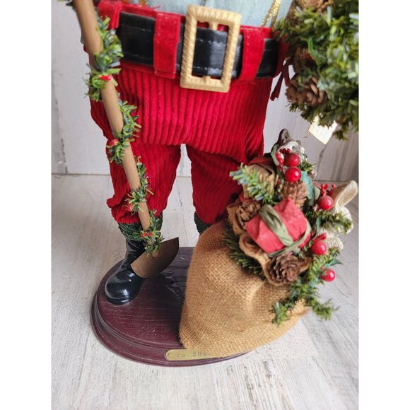 red cardinal Santa Claus statue centerpiece toy bag figure decor Xmas vintage - Picture 5 of 14